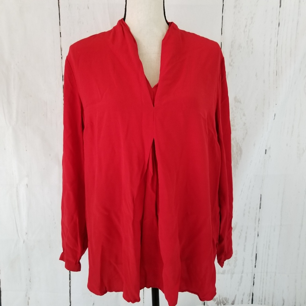Tribal Blouse Hot Red Sz L Long Sleeve Top